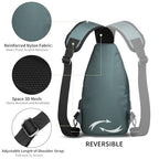 Crossbody Hiking Casual Sling Bag For Men Women Travel Camping Chest Backpack Daypack (Green / Large)