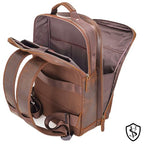 Angelo 17.3" Vintage Full Grain Leather Laptop Backpack for Men (Dark Brown)