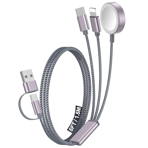 1Pack Travel Essentials for Apple Watch Charger (Gray / 1Pack-5 FT)