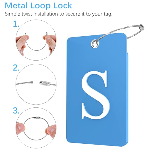 2 Pack Initial Luggage Tags for Suitcases Airplane Travel Essentials (Large S / Blue)