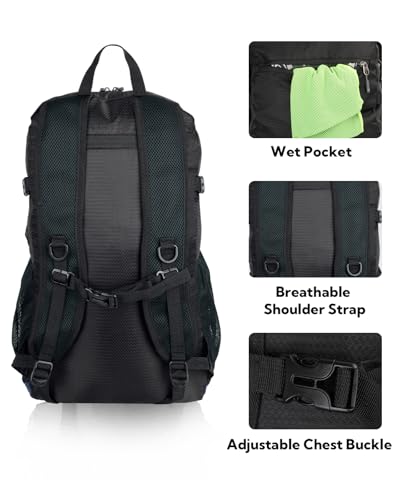 Lightweight Packable Hiking Backpack (Black & Grey)
