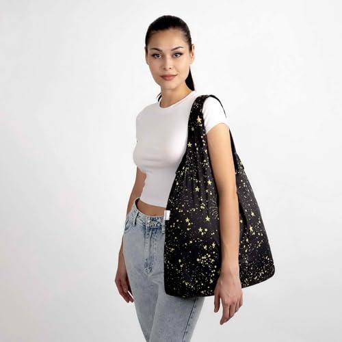 XL 25L Tote Foldable Packable Reusable Grocery Shopping Bag (Stars)