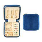 Plush Velvet Travel Jewelry Box (F-Navy Blue / Medium Square)