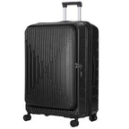 29 Inch Checked Luggage with Expansion and Side Opening (Dark Black / 29 Inch)