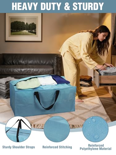1 Pack Extra Large Moving Bags with Backpack Straps & Handles (Dusty Blue / 1 Pack)