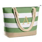 Initial Beach Bag Travel Tote (A / Green)