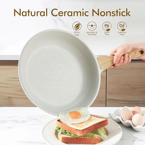 Nonstick Ceramic Frying Pan Skillet (11 Inch / White)
