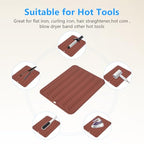 Heat Resistant Mat Oversize Curling Iron Mat Silicone Hot Hair Tools Mat for Hair Straightener (Brown)