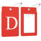 2 Pack Initial Luggage Tags for Suitcases Airplane Travel Essentials (Large D / Red)