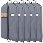 5PK Garment Bags for Hanging Clothes (Grey / 60" 5PK)