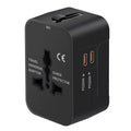 Universal Travel Adapter Fast Charger All in One Plug Adapter 2 USB (Bright Black)