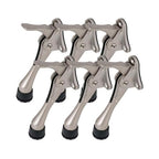 6 Stoppers Kickdown Door Stop for Bottom of Door (Satin Nickel / 4 INCH X 6 PACK)