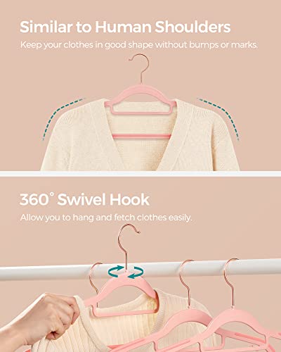 Pack of 50 Coat Hangers (50 Pack / Light Pink + Rose Gold)