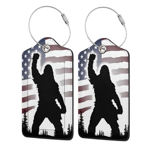 American Flag Leather Luggage Tag with Stainless Steel Ring (1 PCS / American Flag)