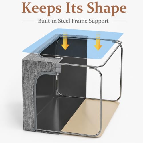 Clothes Storage Bins with Metal Frame for Closet (Gray / 40L)