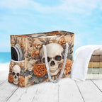 Large Beach Bags Totes Canvas Tote Shoulder Bag Soft Wave Water Resistant Bags for Gym Travel Daily Ocean (Skeleton Flower)