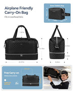 Travel Duffel Bags 39L Large Weekender Bags for Women Carry On Bag (Black-2 Pcs)