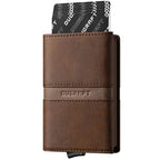 Trifold Card Wallet for Men RFID Blocking with Pop Up Credit Card Holder (Brown)