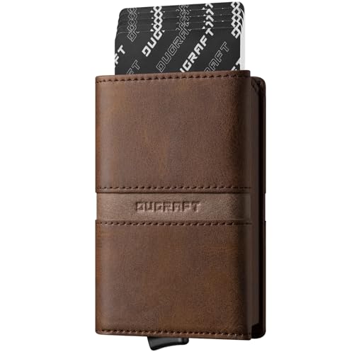 Trifold Card Wallet for Men RFID Blocking with Pop Up Credit Card Holder (Brown)