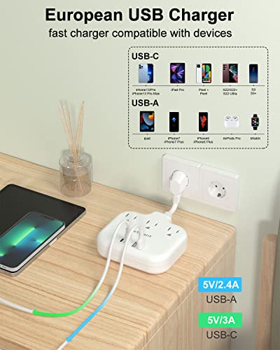 European Travel Plug Adapter 3 inch (Type E/F-Germany France)