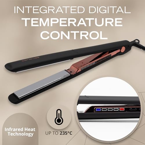 C3 Hair Straightener Flat Iron Professional for Hair Titanium Plates Control Temperature Women (Black Copper Soft Touch)
