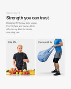 XL 25L Tote Foldable Packable Reusable Grocery Shopping Bag (Bluewaves)