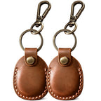 2 Pack Genuine Leather AirTag Holder Compatible with Apple AirTag 2nd Gen & 1st Gen ([2 pack] Brown)