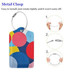 Luggage Tags for Suitcases Cute PU Leather Luggage Tags Travel Name Tags Baggage Tags for Cruise Ships Airport Travel Essentials 2 Pack (Geometric Circle)