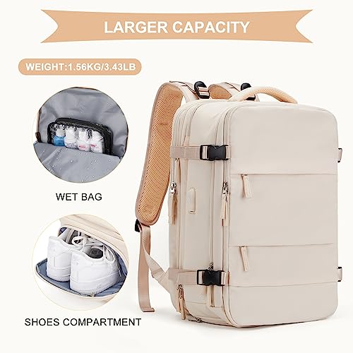 Large Travel Backpack For Women Men (Beige / 45 liters)