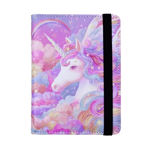 Passport Holder for Women and Men PU Leather Passport Cover for Travel (White Horse / One Size)