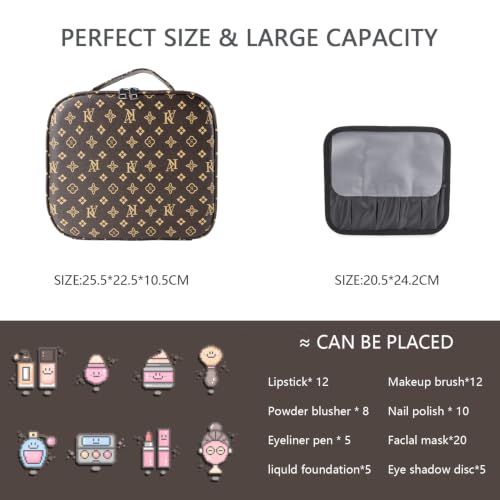 Makeup Bag with Led Mirror (Light Brown / with LED mirror)