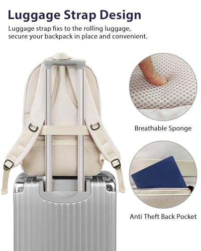Beige Laptop Backpack for Women (Beige / 17 Inch)