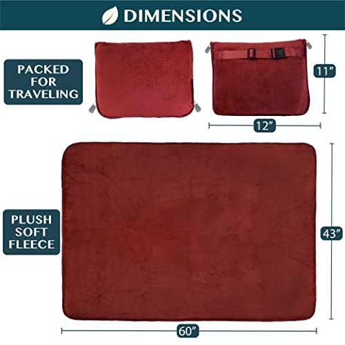 Travel Blanket Pillow (Wine / 60 x 43 inches)