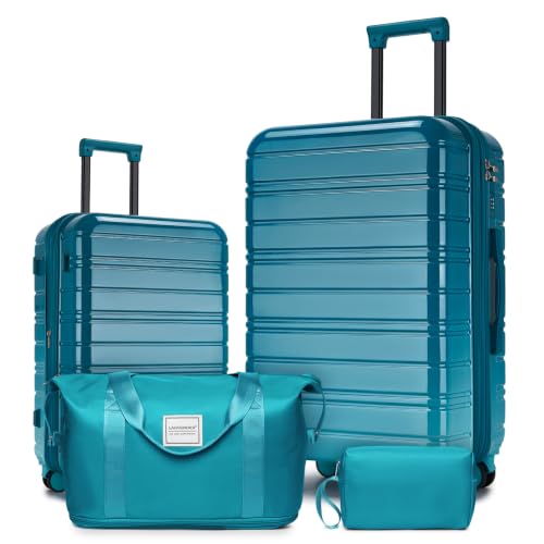 Luggage Sets 4 Piece (Turbo Teal 20-28-Inch / 4 Piece Set (20/28/DB/TB))