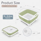 Collapsible Dish Basin with Drain Plug (Green)