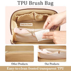 Initial Makeup Bag Personalized Gift for Women Teen Girls (Coffee / I)