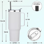 40 oz Stainless Steel Tumbler with Handle (White / 40 Ounces-8)