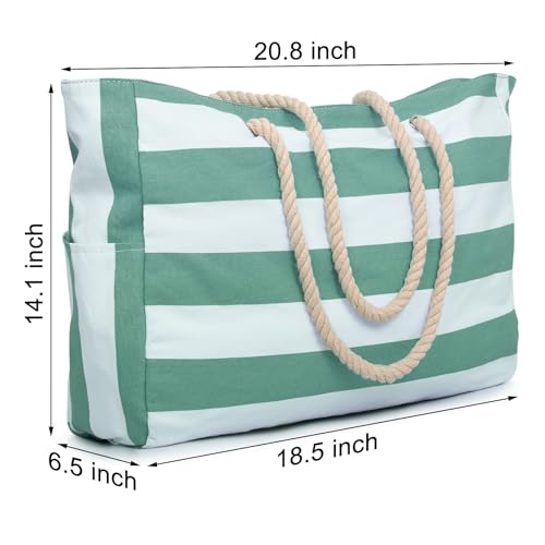 Beach Bags for Women Large Waterproof Beach Tote Bag Zipper Beach Bags Waterproof Sandproof Swim Pool Bag Large Tote (Green)