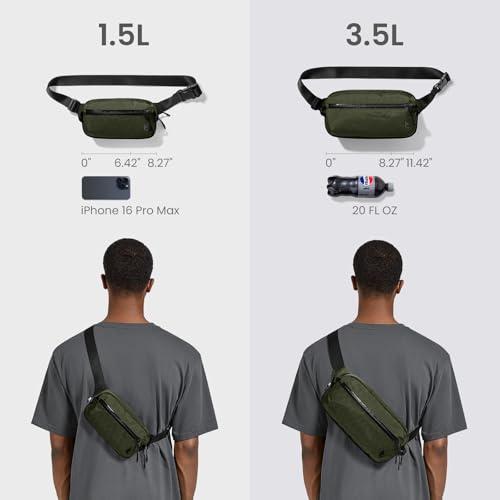 1.5L X Pac Sling Bag with RFID Blocking Crossbody Pack for Men Women (X-Pac Olive / 1.5L)