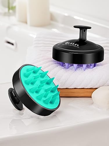 2 Pack Scalp Massager Hair Growth Scrubber for Dandruff Removal (Turquoise & Purple)