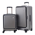 2 pieces 20 29 Aluminum Frame Carry On and Checked Luggage Set (Dark Gray / 20/29 Inch with Side Opening)