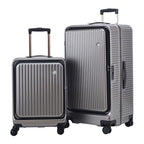 2 pieces 20 29 Aluminum Frame Carry On and Checked Luggage Set (Dark Gray / 20/29 Inch with Side Opening)