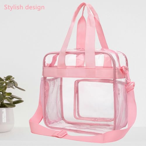 Clear Bag for Stadium Events With Shoulder Strap for Women (Clear#Pink)