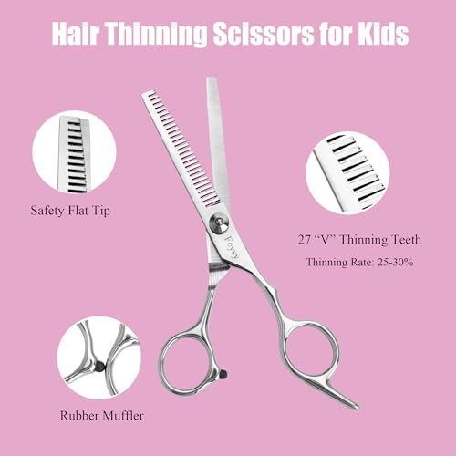Hair Cutting Scissors Kit for Kids (10pcs Silver)
