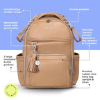 Boss Plus Large Diaper Bag Backpack with 19 Pockets (Chai)