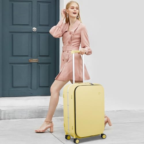 Luggage Suitcase with Spinner Wheels (Lark Yellow / 24-inch)
