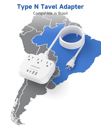 Brazil Power Adapter with 5FT Extension Cord (Type N-Brazil)