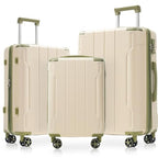 Luggage Set 3 Piece Hardshell Suitcases with Spinner Wheels (White Green / 3-Piece Set (20/24/28 Inch))