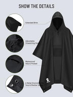 Double Layer Rain Poncho (Black)