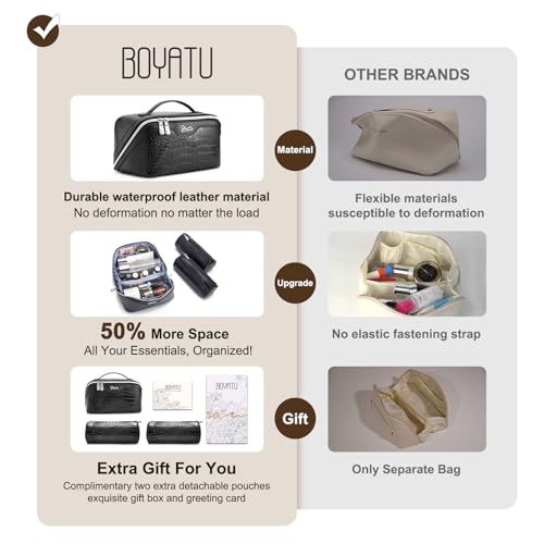 Travel Makeup Bag Cosmetic Bags for Women (E-1-Black)